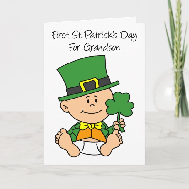 First St Patrick's Day For Grandson Card (Front)