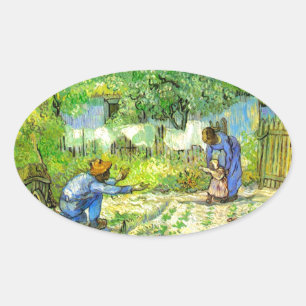First steps, 1890 Vincent van Gogh. Oval Sticker