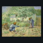 First Steps (after Millet) by Vincent Van Gogh Photo Print<br><div class="desc">First Steps (after Millet) by Vincent Van Gogh, oil on canvas 1890, is a painting of a farmer and his wife teaching their young toddler child how to walk in the garden behind their humble farm house. Van Gogh copied the composition from a work by the French Barbizon realist painter...</div>