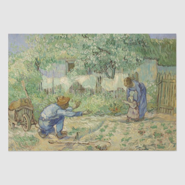 First Steps after Millet by Vincent Van Gogh Tissue Paper (Front)