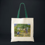 First Steps (after Millet) by Vincent van Gogh Tote Bag<br><div class="desc">First Steps (after Millet) by Vincent van Gogh is a vintage fine art post impressionism daily life portrait painting featuring a daily life scene with a peasant farmer and his wife (mom and dad) with their child taking his or her first steps. The family is working in the vegetable garden...</div>