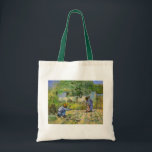 First Steps (after Millet) by Vincent van Gogh Tote Bag<br><div class="desc">First Steps (after Millet) by Vincent van Gogh is a vintage fine art post impressionism daily life portrait painting featuring a daily life scene with a peasant farmer and his wife (mom and dad) with their child taking his or her first steps. The family is working in the vegetable garden...</div>