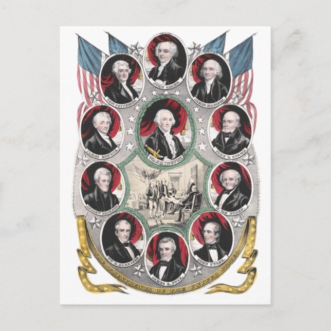 First Ten Presidents of the United States Postcard (Front)