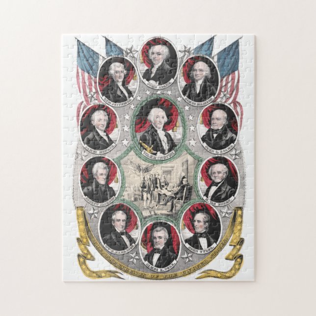 First Ten Presidents of the USA Educational Jigsaw Puzzle (Vertical)