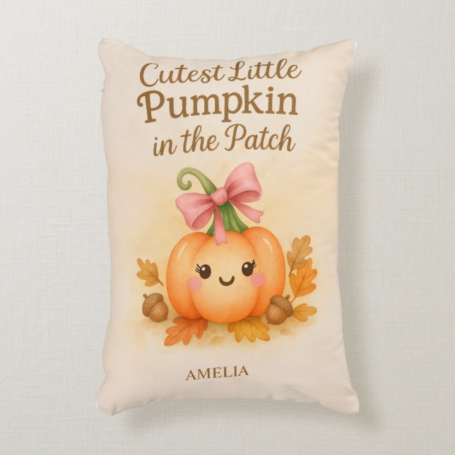 First Thanksgiving for Baby Girl with Pumpkin Accent Pillow (Front(Vertical))