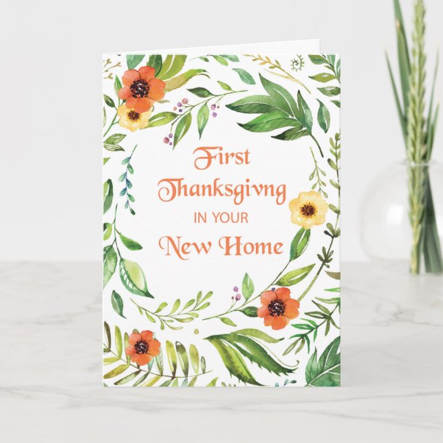 First Thanksgiving in Your New Home Wreath Card (Front)