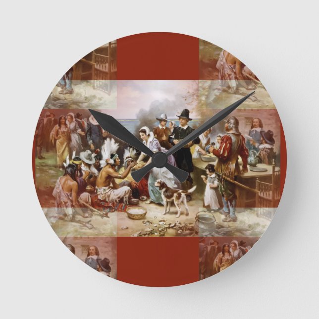 first thanksgiving round clock (Front)