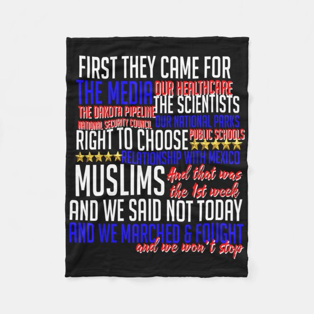 First They Came For Shirt Science Civil Rights Res Fleece Blanket (Front)