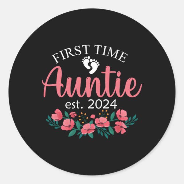 First Time Auntie 2024 Promoted To Auntie Classic Round Sticker (Front)