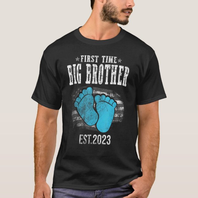 First Time Big Brother Est 2023 Pregnancy Announce T-Shirt (Front)