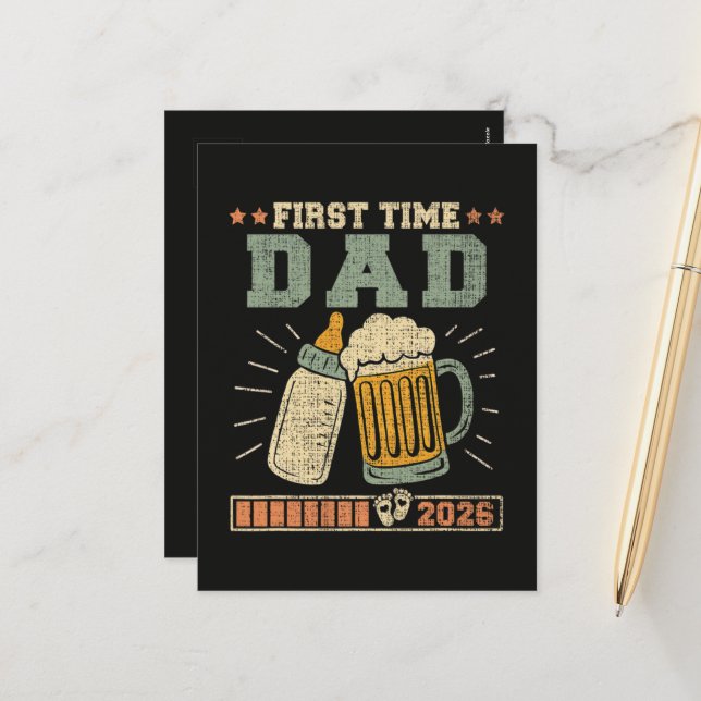 First Time Dad 2026 Expecting Baby Funny Holiday Postcard (Front/Back In Situ)