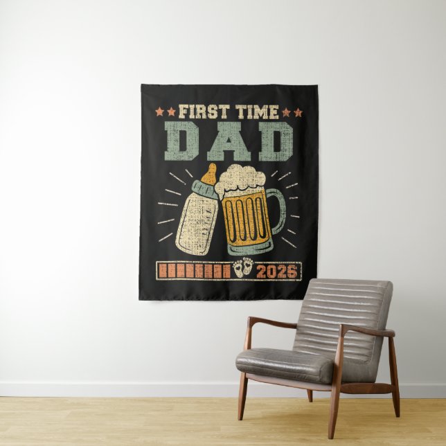 First Time Dad 2026 Expecting Baby Funny Tapestry (In Situ)