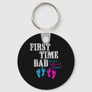 First Time Dad, Daddy Of Bg Twins, Father's Day Gi Keychain