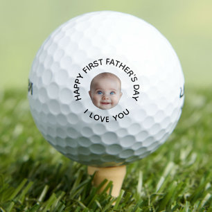 First Time Dad First Fathers Day Face Photo Baby Golf Balls