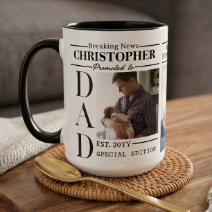 First Time Dad Newspaper Photo Collage Keepsake Mug