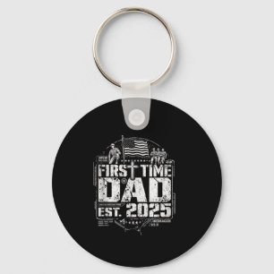 First Time Dad Patriotic Christian Cross Vintage U Keychain