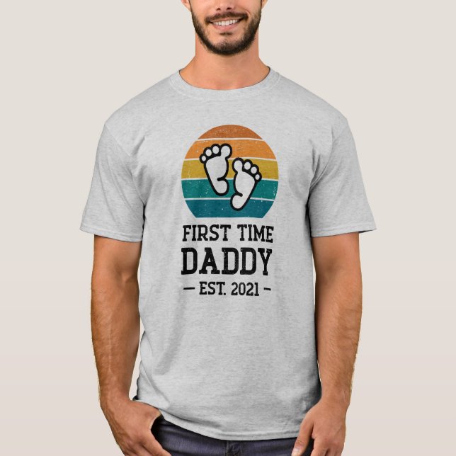First Time Daddy Est 2021 New Dad Fathers Day T-Sh T-Shirt (Front)