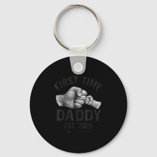 First Time Daddy Est 2026 Fist Bump New Dad Father Keychain