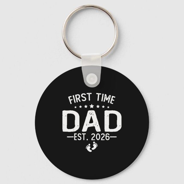 First Time Daddy New Dad Est 2026 Shirt Fathers Da Keychain (Front)