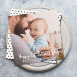 First Time Father's Day Photo Heart Pattern Holiday Card<br><div class="desc">The perfect card for the first-time father. On the back of the card is a brown heart pattern.</div>