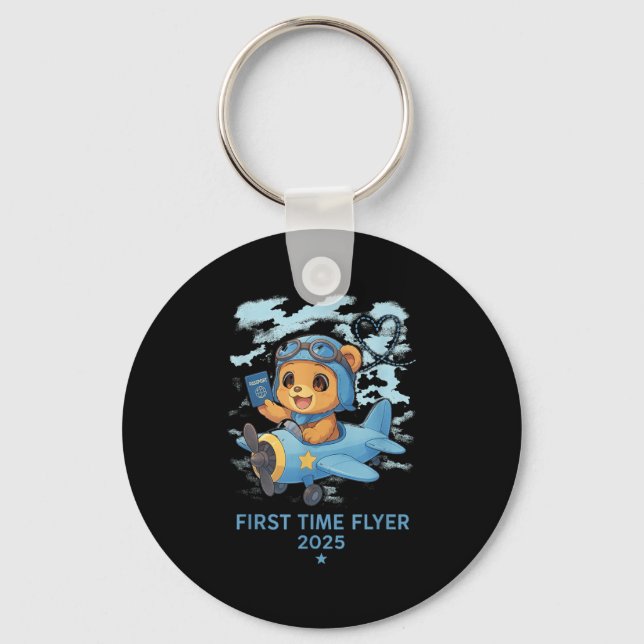 First Time Flyer 2025 Teddy Bear Aviator Kids Todd Keychain (Front)