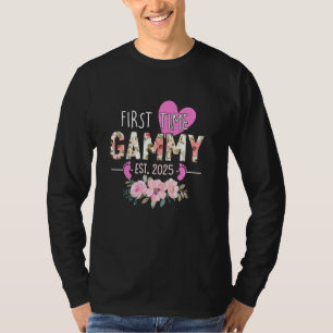 First Time Gammy Est 2025 Floral Promoted to Great T-Shirt