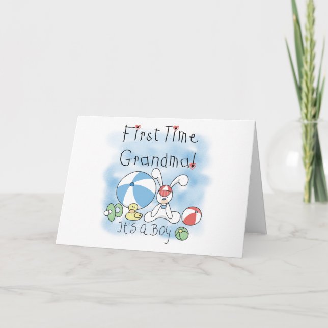 First Time Grandma Baby Boy Announcement (Front)