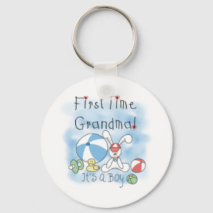 First Time Grandma Baby Boy Keychain