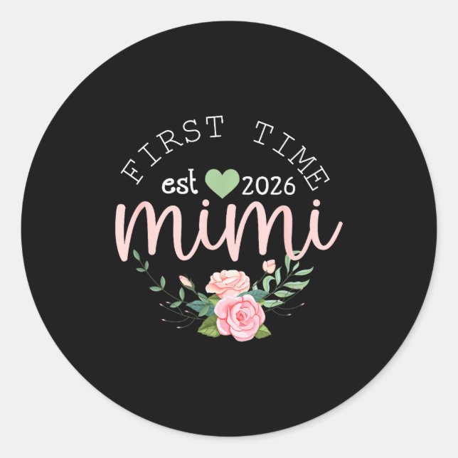 First Time Grandma Est 2026 New Grandmother 1st Ti Classic Round Sticker (Front)