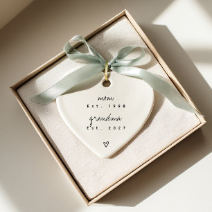 First Time Grandma Keepsake Custom Heart Shape Ceramic Ornament