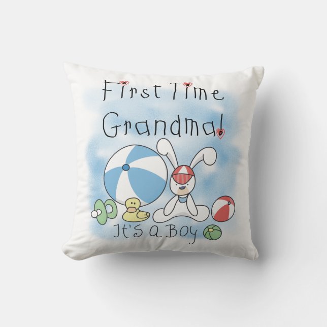 First Time Grandma of Boy Gifts Throw Pillow (Front)