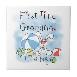 First Time Grandma of Boy Gifts Tile