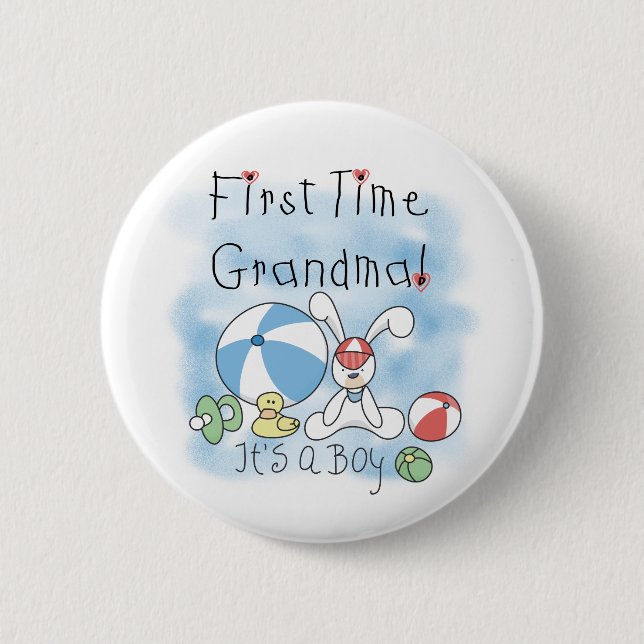 First Time Grandma of Boy Tshirts and Gifts 2 Inch Round Button (Front)