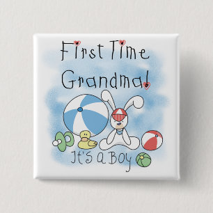 First Time Grandma of Boy Tshirts and Gifts 2 Inch Square Button