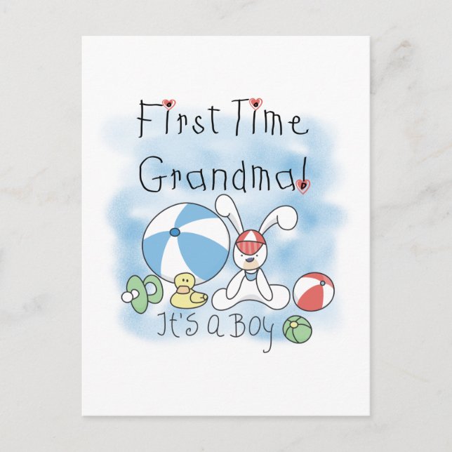 First Time Grandma of Boy Tshirts and Gifts Postcard (Front)