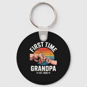 First Time Grandpa Est 2026 Baby Announcement Grea Keychain