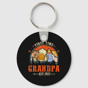 First Time Grandpa Est 2027 Fist Bump New Dad Keychain