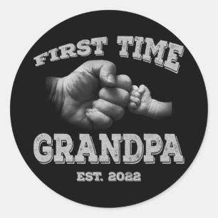 First Time Grandpa New Dad Est 2022 Fathers Day  Classic Round Sticker