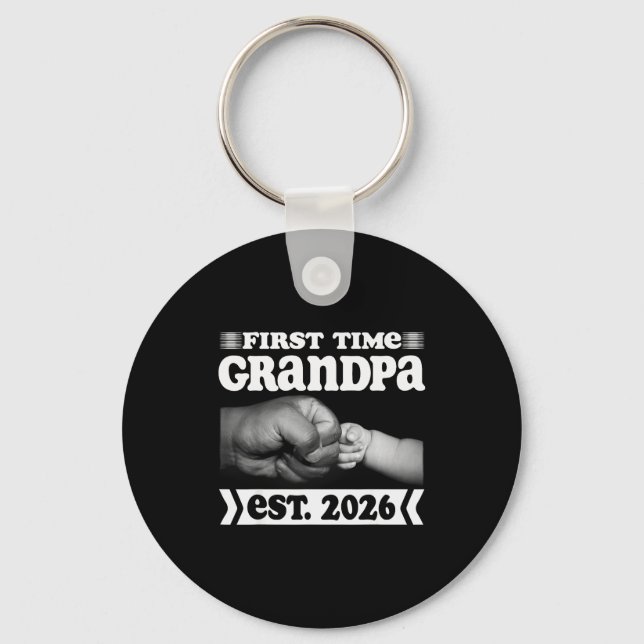First Time Grandpa New Dad Est 2026 Shirt Fathers  Keychain (Front)