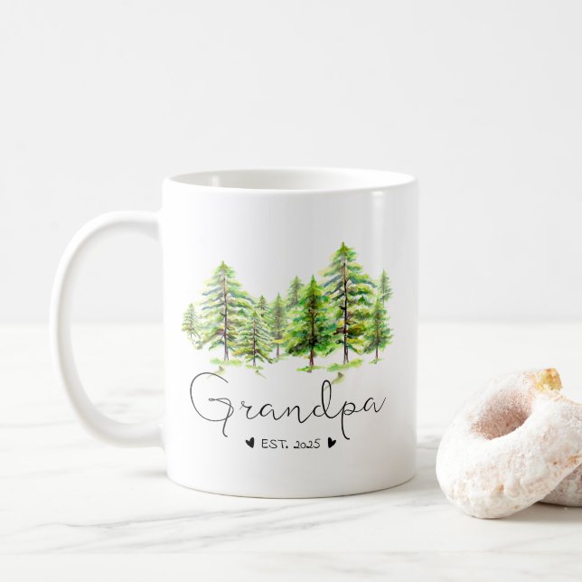 First Time Grandparents, Promoted To Grandpa 2025 Coffee Mug (With Donut)