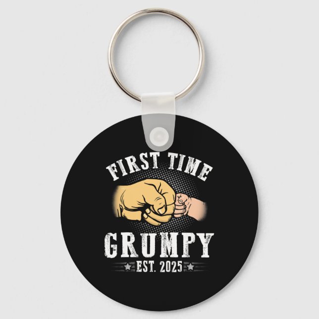 First Time Grumpy Est 2025 Father's Day Soon To Be Keychain (Front)