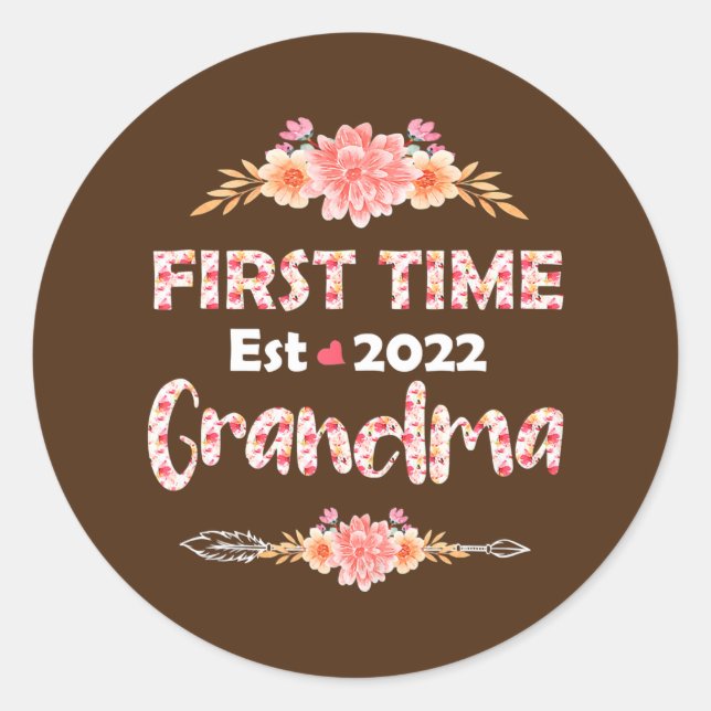 First Time Mimi Est 2022 Promoted to new Grandma Classic Round Sticker (Front)