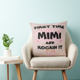 First time Mimi Grandmother funny mothers day 2024 Throw Pillow