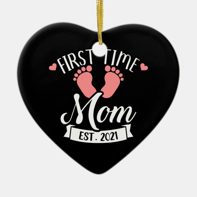 First time mom 2021 ceramic ornament (Front)
