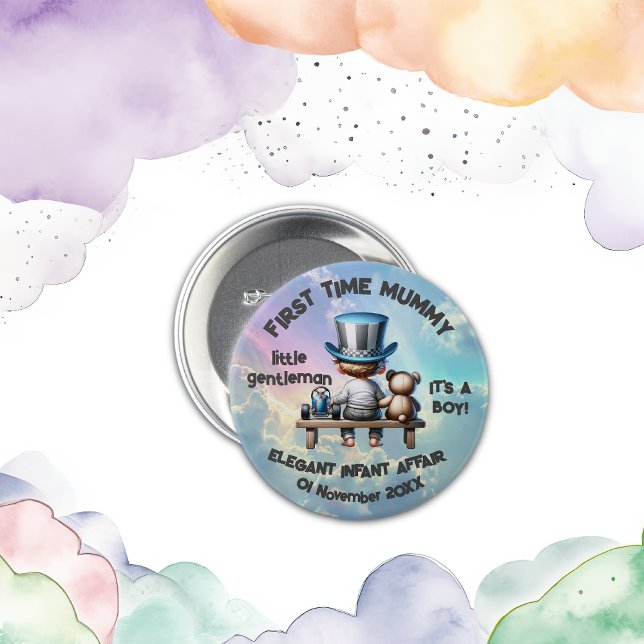 First time Mommy - It's a Boy | 3 Inch Round Button (Creator Uploaded)