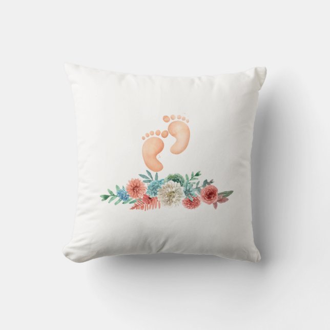 First Time Mommy To Be Mom Baby Shower Custom T-Sh Throw Pillow (Front)