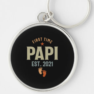 First Time Papi Est 2021 Father Keychain
