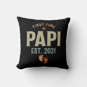 First Time Papi Est 2021 Father Throw Pillow