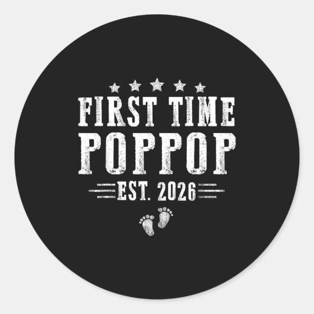 First Time Pp Est.2026 Father's Day Promoted To Pa Classic Round Sticker (Front)