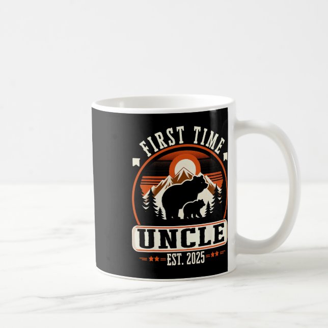 First Time Uncle Est 2025 For New Dad Funny Father Coffee Mug (Right)